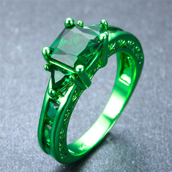 Princess Cut Green Gold Zircon Ring - Slim Wallet Company