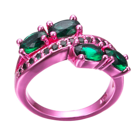 Pink Gold Green Zircon Ring - Slim Wallet Company