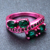 Pink Gold Green Zircon Ring - Slim Wallet Company