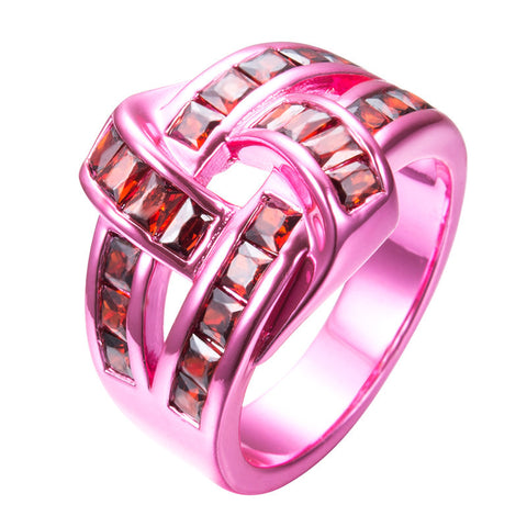 Pink Gold Red Zircon Ring - Slim Wallet Company