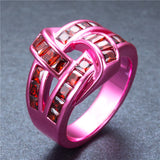 Pink Gold Red Zircon Ring - Slim Wallet Company