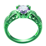 Green Gold Round Zircon Crystal Ring - Slim Wallet Company