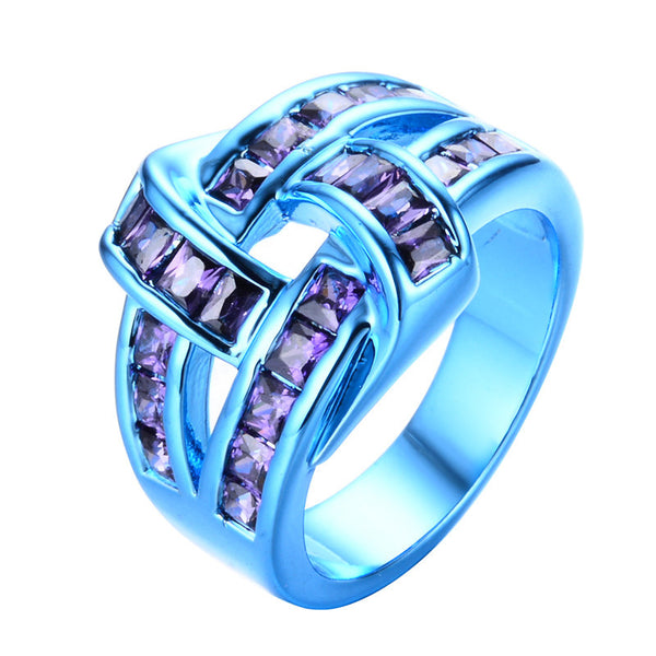 Blue Gold Purple Wine Zircon Ring - Slim Wallet Company