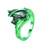 Green Gold Mystic Rainbow Zircon Ring - Slim Wallet Company