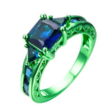 Green Gold Cosmic Blue Zircon Ring - Slim Wallet Company