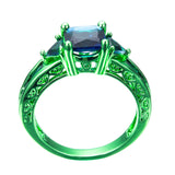 Green Gold Cosmic Blue Zircon Ring - Slim Wallet Company