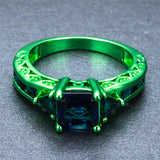 Green Gold Cosmic Blue Zircon Ring - Slim Wallet Company