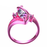 Pink Gold Mystic Rainbow Zircon Ring - Slim Wallet Company