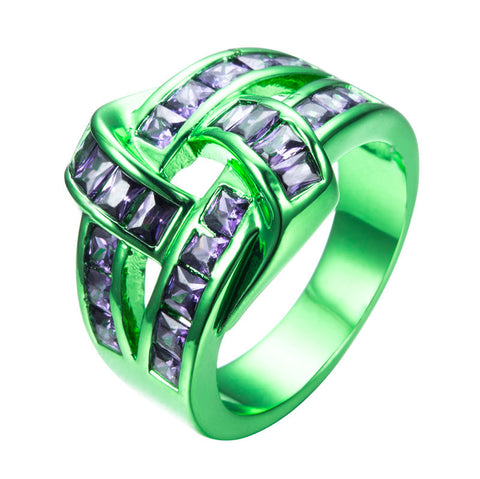 Green Gold Purple Zircon Ring - Slim Wallet Company