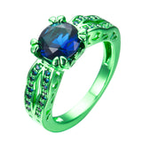 Green Gold  Blue Zircon Ring - Slim Wallet Company