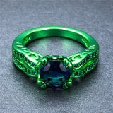 Green Gold  Blue Zircon Ring - Slim Wallet Company