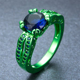 Green Gold  Blue Zircon Ring - Slim Wallet Company