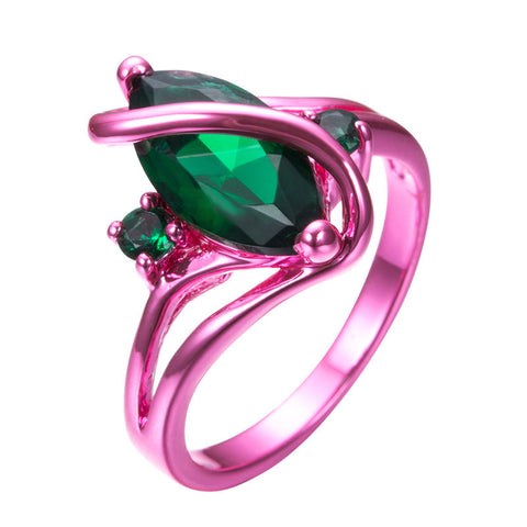 Pink Gold Green Green Stone Ring - Slim Wallet Company