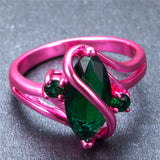 Pink Gold Green Green Stone Ring - Slim Wallet Company