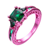 Pink Gold  Princess Cut Green Claw Ring - Slim Wallet Company