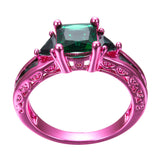 Pink Gold  Princess Cut Green Claw Ring - Slim Wallet Company