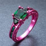 Pink Gold  Princess Cut Green Claw Ring - Slim Wallet Company