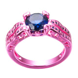 Blue Stone Claw Pink Gold Filled Zircon Cocktail Ring - Slim Wallet Company