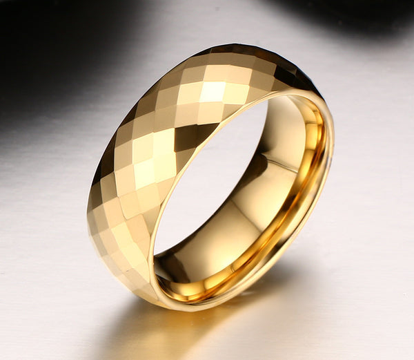 Gold Plated Tungsten Diamond cut Ring - Slim Wallet Company