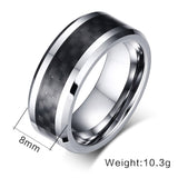 Classic Tungsten Carbide and Carbon Clean Cut RIng - Slim Wallet Company