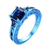 Princess Cut Blue Gold Zircon Ring - Slim Wallet Company