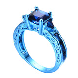 Princess Cut Blue Gold Zircon Ring - Slim Wallet Company