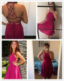 Hot Pink Cross Lace Up Backless Skater Dress - Slim Wallet Company