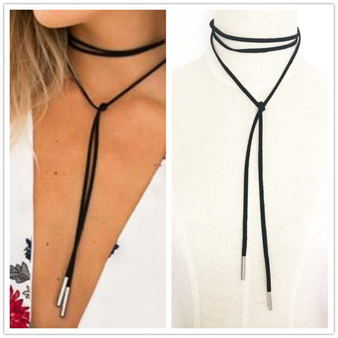 New fashion jewelry black terciopelo leather bow choker DIY necklace gift for women girl N1810 - Slim Wallet Company