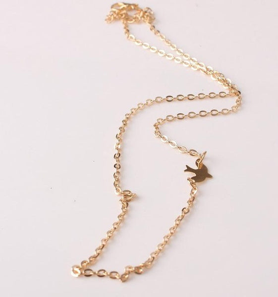 Simple Layering Necklace Gold, Silver, Gold  Delicate Gold bird Necklace / Dove Necklace - Slim Wallet Company
