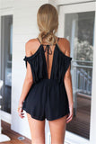Off Shoulder Feather High Waist Romper - Slim Wallet Company