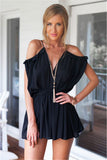 Off Shoulder Feather High Waist Romper - Slim Wallet Company