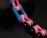 Mix Color Biker Chain Bracelet Stainless Steel  Rhinestone Bracelet - Slim Wallet Company