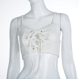 Skater Chic Spaghetti Strap Lace Up Crop Tank - Slim Wallet Company