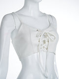 Skater Chic Spaghetti Strap Lace Up Crop Tank - Slim Wallet Company