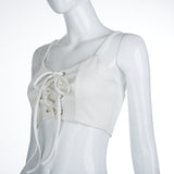Skater Chic Spaghetti Strap Lace Up Crop Tank - Slim Wallet Company