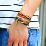 Men's multi-layer bead leather bracelet - Slim Wallet Company