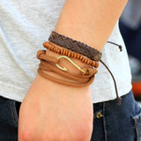 Men's multi-layer bead leather bracelet - Slim Wallet Company