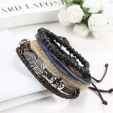 Men's multi-layer bead leather bracelet - Slim Wallet Company