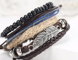 Men's multi-layer bead leather bracelet - Slim Wallet Company