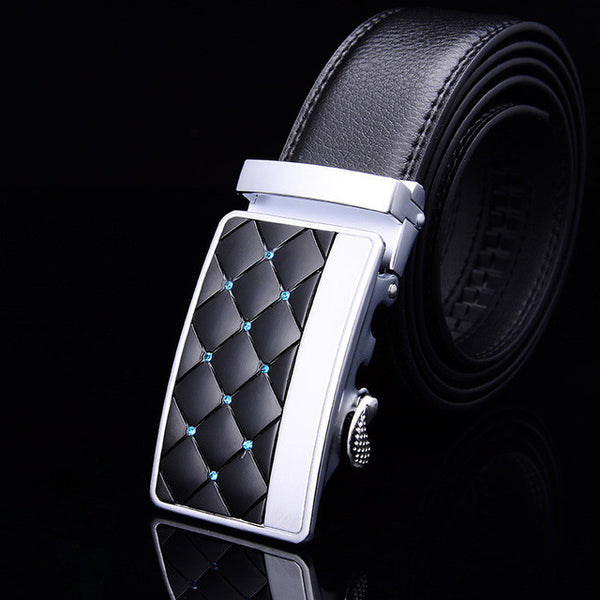 Luxury Cross Stitch Leather Belt - Slim Wallet Company