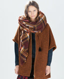 Tartan Scarf Desigual Plaid Scarf New Designer Unisex Acrylic Basic Shawls Women's Scarves - Slim Wallet Company