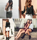 Polka Dot Ruffle Blouse - Slim Wallet Company