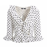Polka Dot Ruffle Blouse - Slim Wallet Company