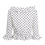 Polka Dot Ruffle Blouse - Slim Wallet Company