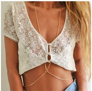 Fashion body chain necklace gold plated body chain jewelry for women girls wholesale summer jewelry body jewelry - Slim Wallet Company