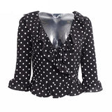 Polka Dot Ruffle Blouse - Slim Wallet Company