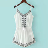 Embroidery Navy Cotton Printed Romper - Slim Wallet Company