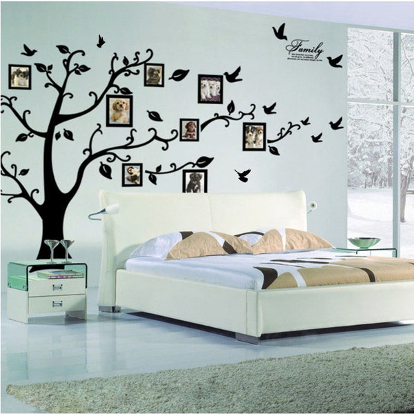 Free Shipping:Large 200*250Cm/79*99in Black 3D DIY Photo Tree PVC Wall Decals/Adhesive Family Wall Stickers Mural Art Home Decor - Slim Wallet Company