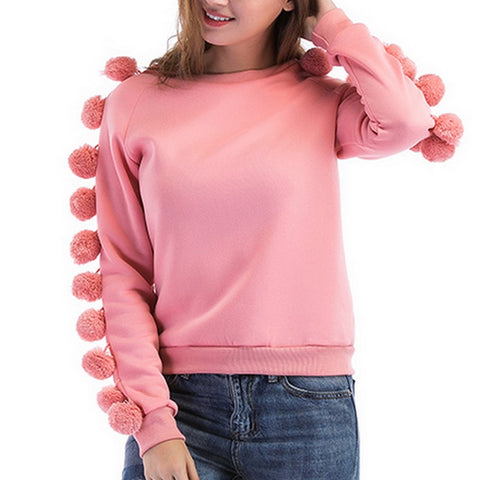 Pink Wool-Ball Decorated Sweater - Slim Wallet Company