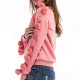 Pink Wool-Ball Decorated Sweater - Slim Wallet Company